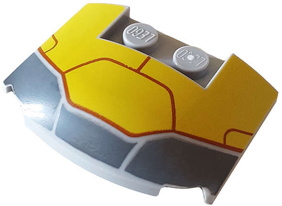 Lego (N) ~ Wedge 3 x 4 x 2/3 Triple Curved with Dark Bluish Gray and Yellow Ar ~ [Light Bluish Gray]