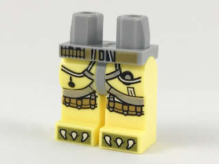Lego (N) ~ Hips and Bright Light Yellow Legs with Light Bluish Gray Straps Dar ~ [Light Bluish Gray]