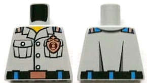 Lego (U) ~ Torso Coast Guard Shirt with Pockets and Copper Coast Guard Logo B ~ [Light Bluish Gray]