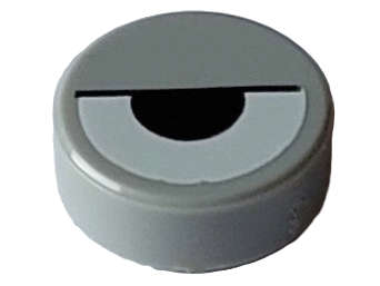 Lego (N) ~ Tile Round 1 x 1 with White Eye Partially Closed with Black Half Ci ~ [Light Bluish Gray]