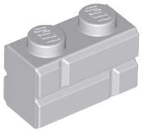 Lego (N) ~ Brick Modified 1 x 2 with Masonry Profile ~ [Light Bluish Gray]