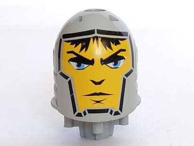 Lego (U) ~ Large Figure Head with Jayko Pattern ~ [Light Bluish Gray]