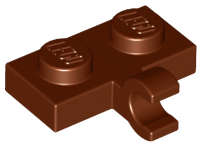 Lego (N) ~ Plate Modified 1 x 2 with Clip on Side (Horizontal Grip) ~ [Reddish Brown]