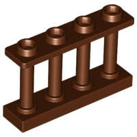 Lego (U) ~ Fence 1 x 4 x 2 Spindled with 4 Studs ~ [Reddish Brown]
