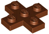 Lego (N) ~ Plate Modified 3 x 3 Cross ~ [Reddish Brown]