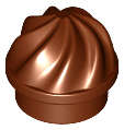 Lego (N) ~ Plate Round 1 x 1 with Vertical Swirl / Twist ~ [Reddish Brown]
