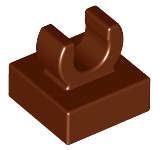 Lego (N) ~ Tile Modified 1 x 1 with Open O Clip ~ [Reddish Brown]