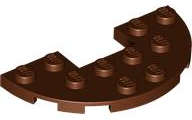 Lego (N) ~ Plate Round Half 3 x 6 with 1 x 2 Cutout ~ [Reddish Brown]