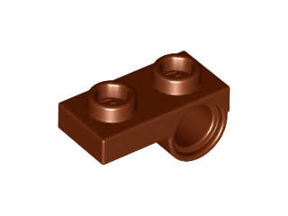 Lego (N) ~ Plate Modified 1 x 2 with Pin Hole on Bottom ~ [Reddish Brown]