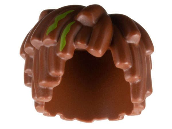 Lego (N) ~ Minifigure Hair Short Layered Mop Top with Lime Streaks Wavy Pattern ~ [Reddish Brown]