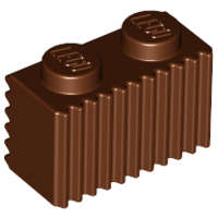 Lego (N) ~ Brick Modified 1 x 2 with Grille / Fluted Profile ~ [Reddish Brown]