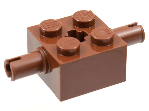 Lego (N) ~ Brick Modified 2 x 2 with Pins and Axle Hole ~ [Reddish Brown]