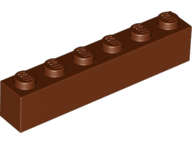 Lego (N) ~ Brick 1 x 6 ~ [Reddish Brown]