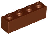 Lego (N) ~ Brick 1 x 4 ~ [Reddish Brown]
