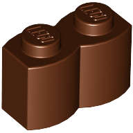 Lego (N) ~ Brick Modified 1 x 2 with Log Profile ~ [Reddish Brown]