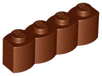 Lego (N) ~ Brick Modified 1 x 4 with Log Profile ~ [Reddish Brown]