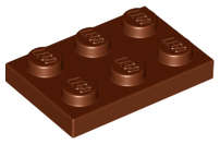 Lego (N) ~ Plate 2 x 3 ~ [Reddish Brown]