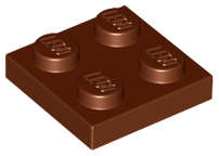 Lego (N) ~ Plate 2 x 2 ~ [Reddish Brown]
