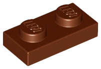 Lego (N) ~ Plate 1 x 2 ~ [Reddish Brown]