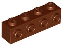 Lego (N) ~ Brick Modified 1 x 4 with Studs on Side ~ [Reddish Brown]