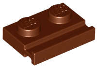 Lego (N) ~ Plate Modified 1 x 2 with Door Rail ~ [Reddish Brown]