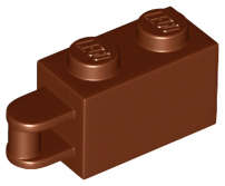 Lego (N) ~ Brick Modified 1 x 2 with Bar Handle on End - Bar Flush with Edge ~ [Reddish Brown]