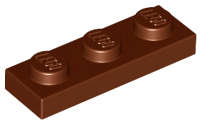Lego (N) ~ Plate 1 x 3 ~ [Reddish Brown]