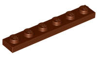 Lego (N) ~ Plate 1 x 6 ~ [Reddish Brown]