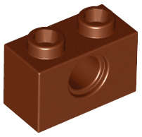 Lego (N) ~ Technic Brick 1 x 2 with Hole ~ [Reddish Brown]