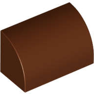 Lego (N) ~ Slope Curved 1 x 2 with Bottom Stud Holder ~ [Reddish Brown]