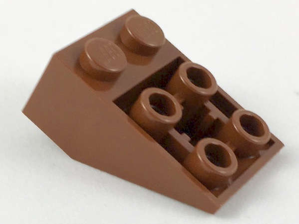 Lego (N) ~ Slope Inverted 33 3 x 2 with Flat Bottom Pin and Connections between St ~ [Reddish Brown]