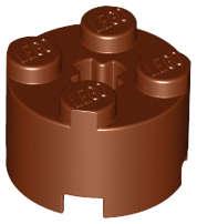Lego (N) ~ Brick Round 2 x 2 with Axle Hole ~ [Reddish Brown]