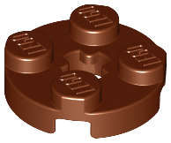 Lego (N) ~ Plate Round 2 x 2 with Axle Hole ~ [Reddish Brown]