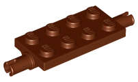 Lego (N) ~ Plate Modified 2 x 4 with Pins and Thick Reinforced Supports ~ [Reddish Brown]