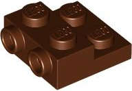Lego (N) ~ Plate Modified 2 x 2 x 2/3 with 2 Studs on Side - Hollow Bottom Tube ~ [Reddish Brown]