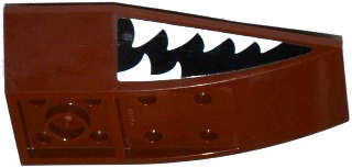 Lego (U) ~ Wedge 6 x 4 Triple Inverted Curved with Mouth with White Pointed Teeth ~ [Reddish Brown]