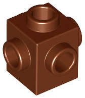 Lego (N) ~ Brick Modified 1 x 1 with Studs on 4 Sides ~ [Reddish Brown]