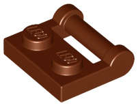 Lego (N) ~ Plate Modified 1 x 2 with Bar Handle on Side - Closed Ends ~ [Reddish Brown]