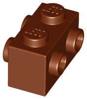 Lego (N) ~ Brick Modified 1 x 2 with Studs on 2 Sides ~ [Reddish Brown]