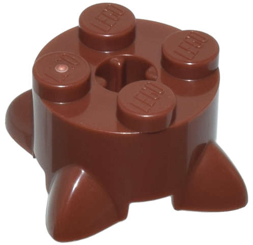 Lego (N) ~ Brick Round 2 x 2 with 4 Roots / Feet and Axle Hole ~ [Reddish Brown]