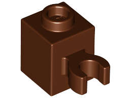 Lego (N) ~ Brick Modified 1 x 1 with Open O Clip (Vertical Grip) - Hollow Stud ~ [Reddish Brown]