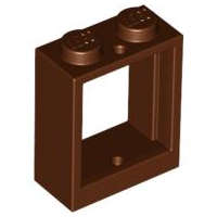 Lego (N) ~ Window 1 x 2 x 2 Flat Front ~ [Reddish Brown]