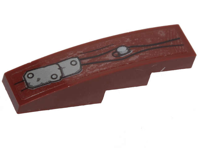 Lego (U) ~ Slope Curved 4 x 1 with Wood Grain Metal Plates and Silver Nails Patte ~ [Reddish Brown]