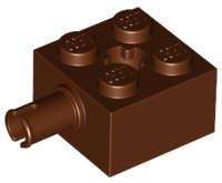 Lego (N) ~ Brick Modified 2 x 2 with Pin and Axle Hole ~ [Reddish Brown]