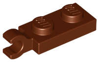 Lego (N) ~ Plate Modified 1 x 2 with Clip on End (Horizontal Grip) ~ [Reddish Brown]