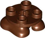 Lego (N) ~ Legs with Plate Round 2 x 2 and Axle Hole - 2 Feet ~ [Reddish Brown]