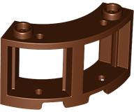 Lego (N) ~ Window 3 x 3 x 2 Round Corner ~ [Reddish Brown]