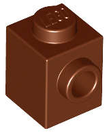 Lego (N) ~ Brick Modified 1 x 1 with Stud on Side ~ [Reddish Brown]