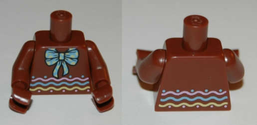 Lego (N) ~ Torso with Bright Light Blue Bow with Polka Dots Bright Pink Bright Lig ~ [Reddish Brown]