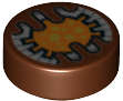 Lego (U) ~ Tile Round 1 x 1 with Orange and Silver SW TT-8L/Y7 Gatekeeper Droid E ~ [Reddish Brown]